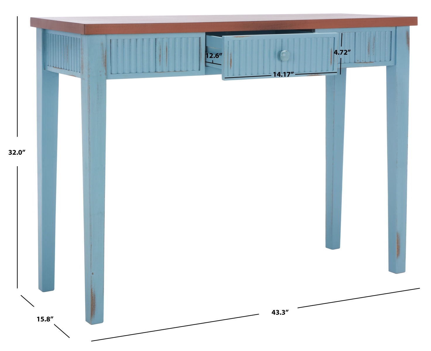 Beale Console - Blue / Oak - Safavieh - Image 9