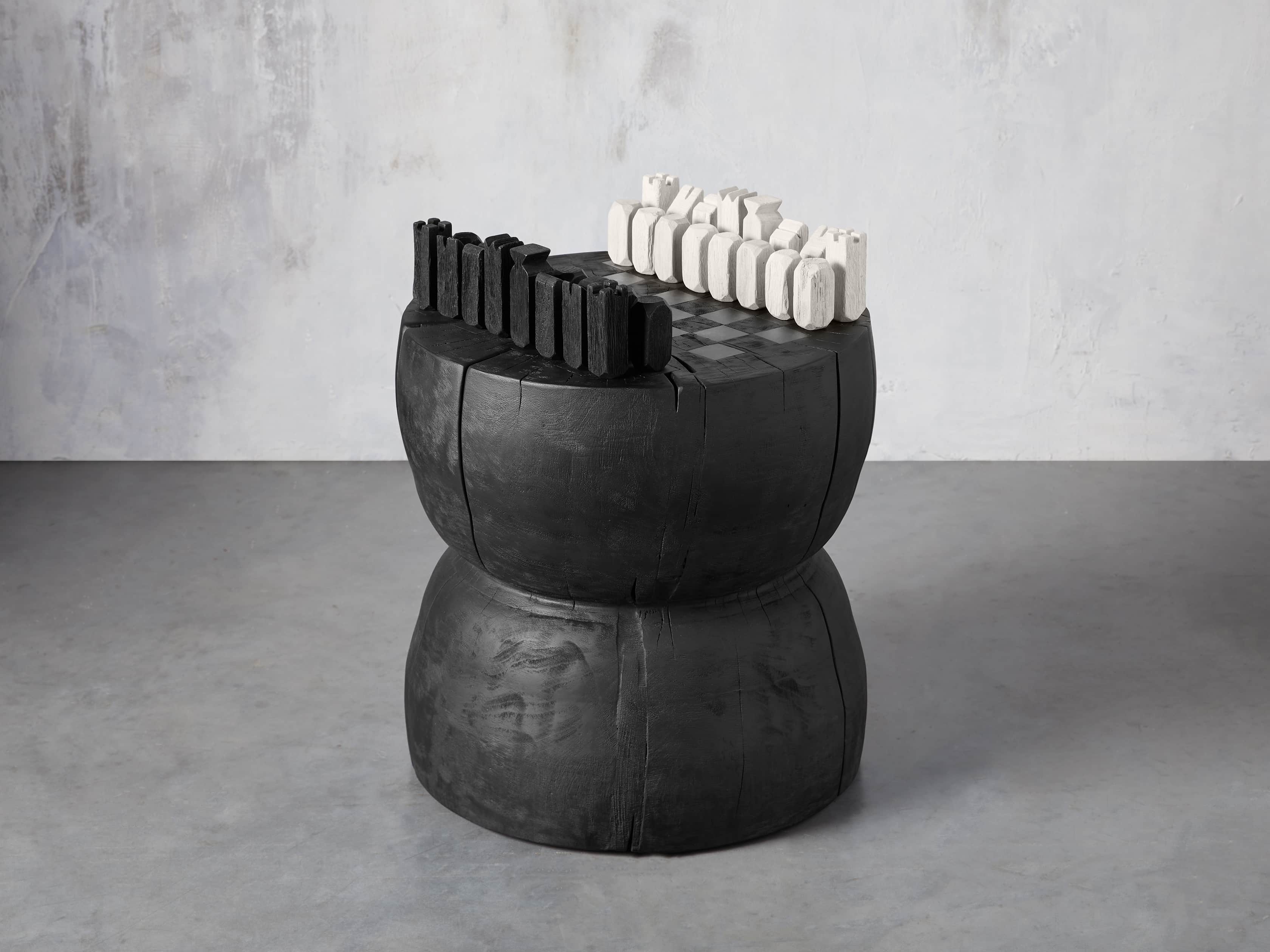 Sierra Chess Table in Natural Wood Black - Image 0