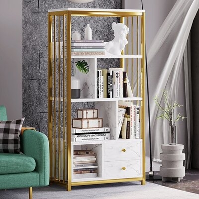 Luxury Rectangle Etagere Bookshelf With 2 Drawers - Image 0