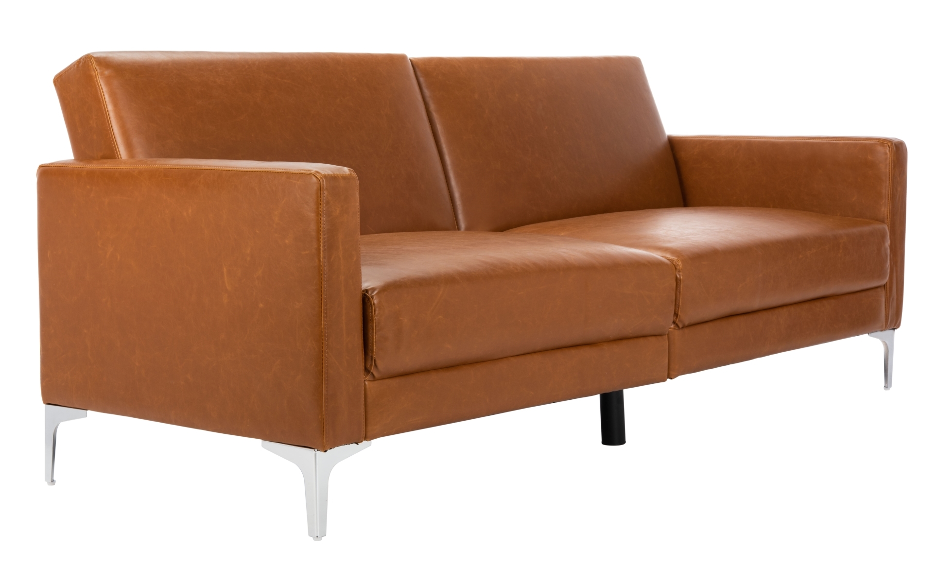 Chelsea Foldable Futon Bed - Cognac / Chrome - Safavieh - Image 4