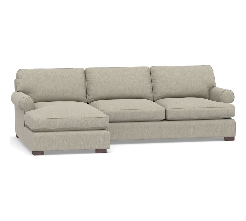 Townsend Roll Arm Upholstered Right Arm Sofa with Chaise Sectional, Polyester Wrapped Cushions, Chenille Basketweave Pebble - Image 0