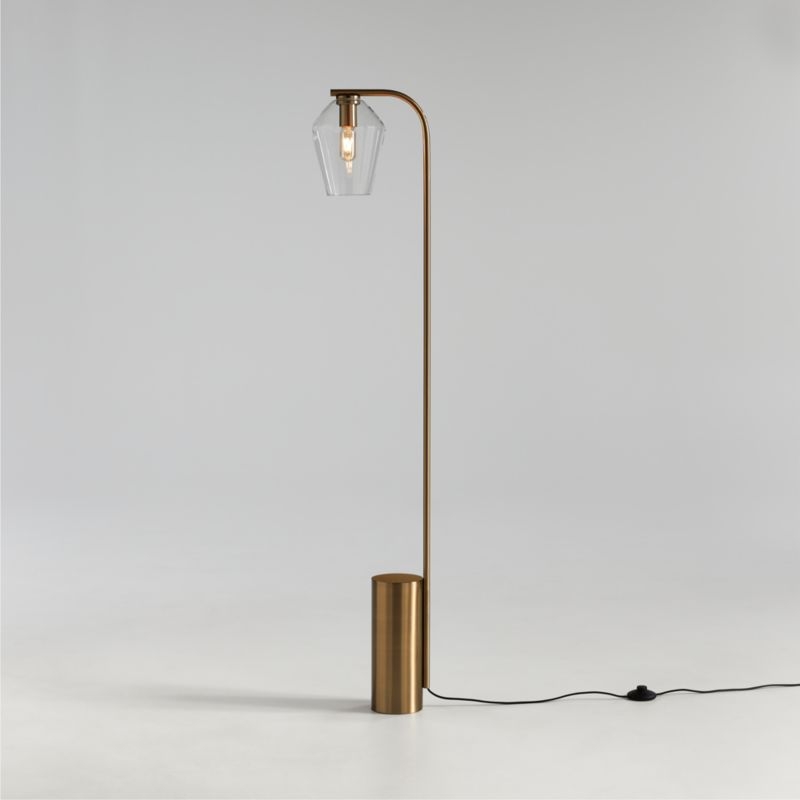 Arren Brass Floor Lamp with Clear Angled Shade - Image 2