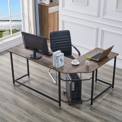 L-Shaped Desk With CPU Stand,Black - Image 0