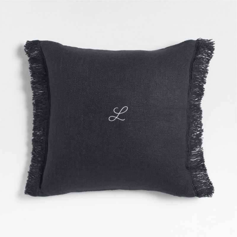 Casual Textured Fringe 23x23 Deep Indigo Throw Pillow Cover - Image 2