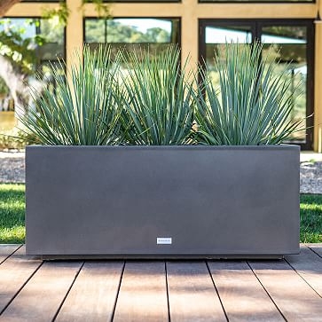 Metallic Series Long Box Planter, Large, 42"W x 24"D x 13.5"H, Gray - Image 1