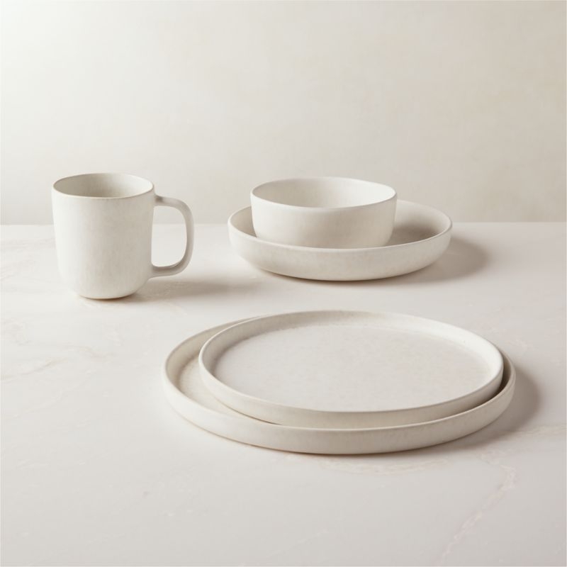 Drift White Pasta Bowls with Reactive Glaze Set of 6 - Image 2