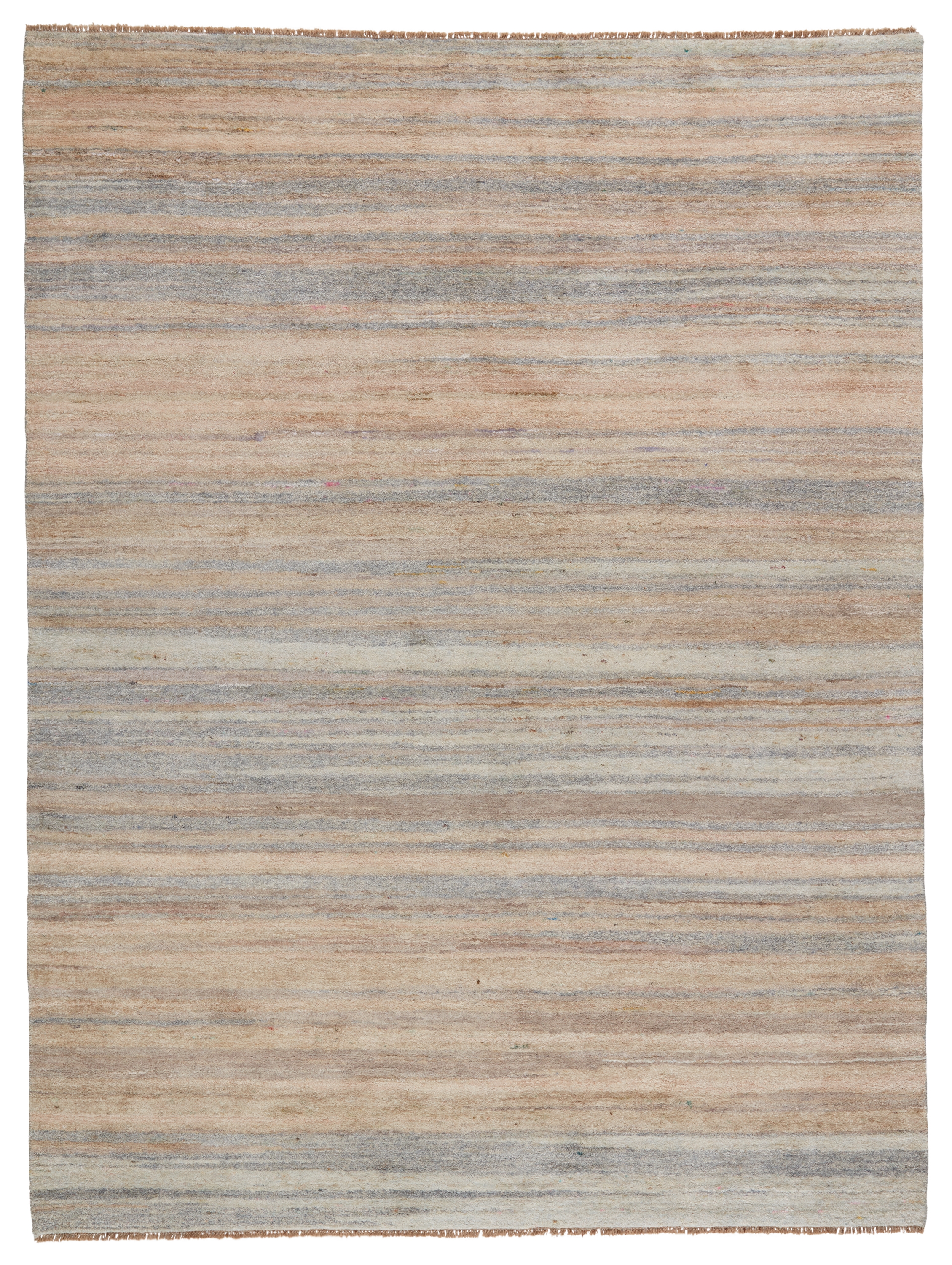 Paradis Hand-Knotted Abstract Beige/ Slate Area Rug (6'X9') - Image 0