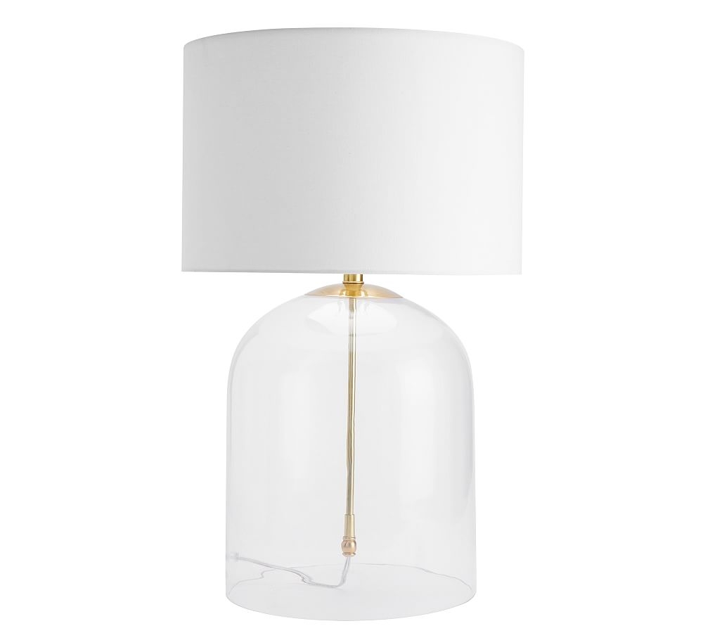 Aria Dome Table Lamp with Large Straight Sided Gallery Shade, Antique Brass/White - Image 0