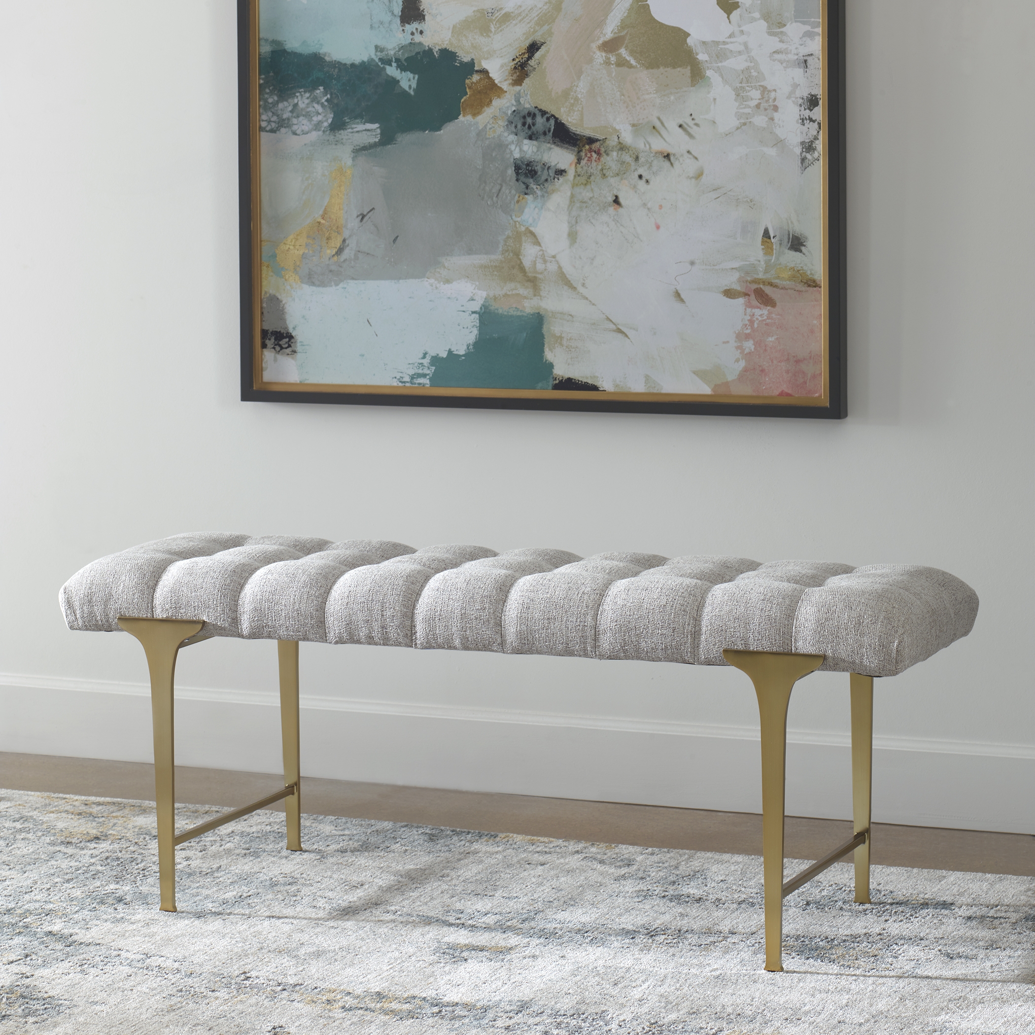 Imperial Upholstered Gray Bench - Image 2