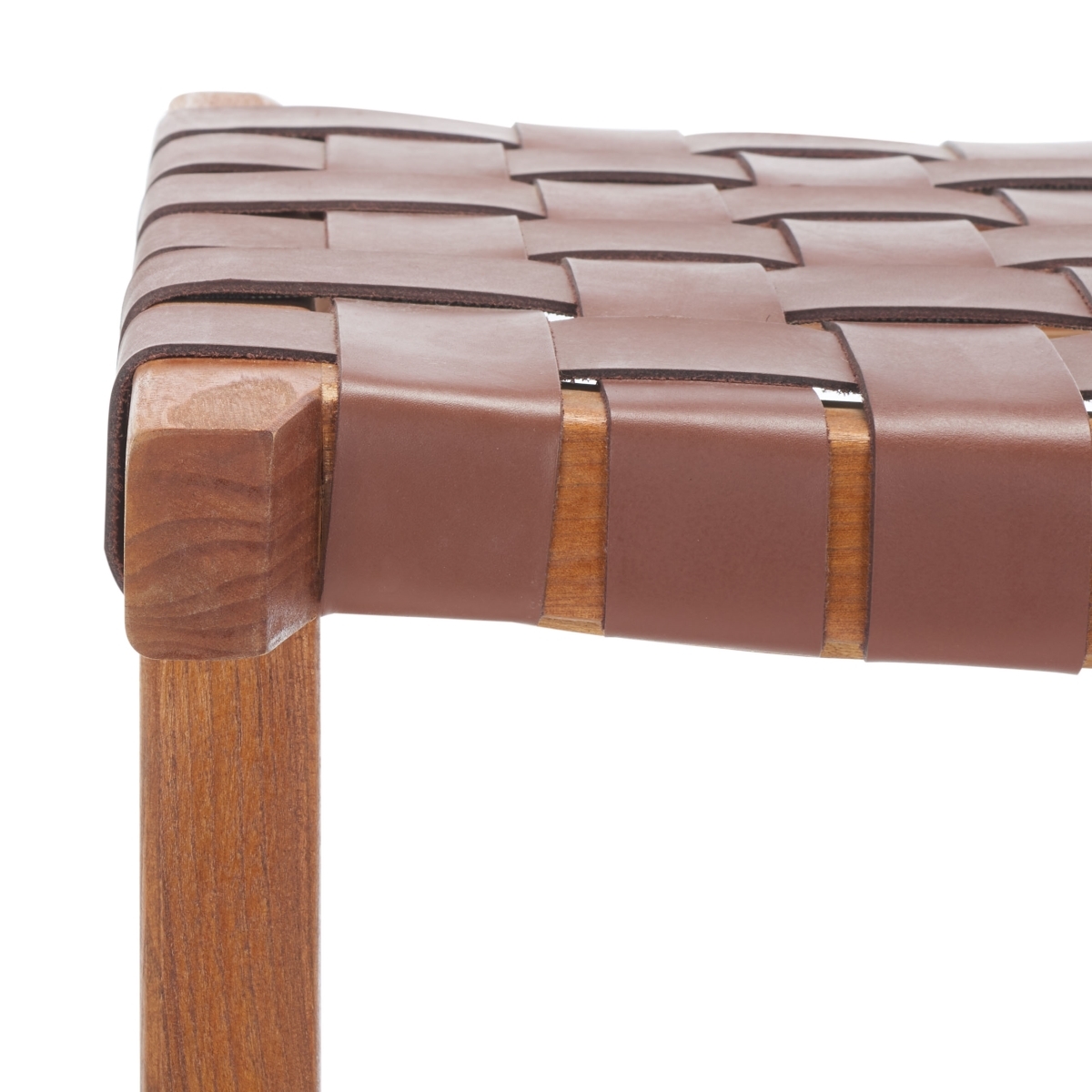 Abreu Rectangle Barstool - Cognac / Natural - Safavieh - Image 2