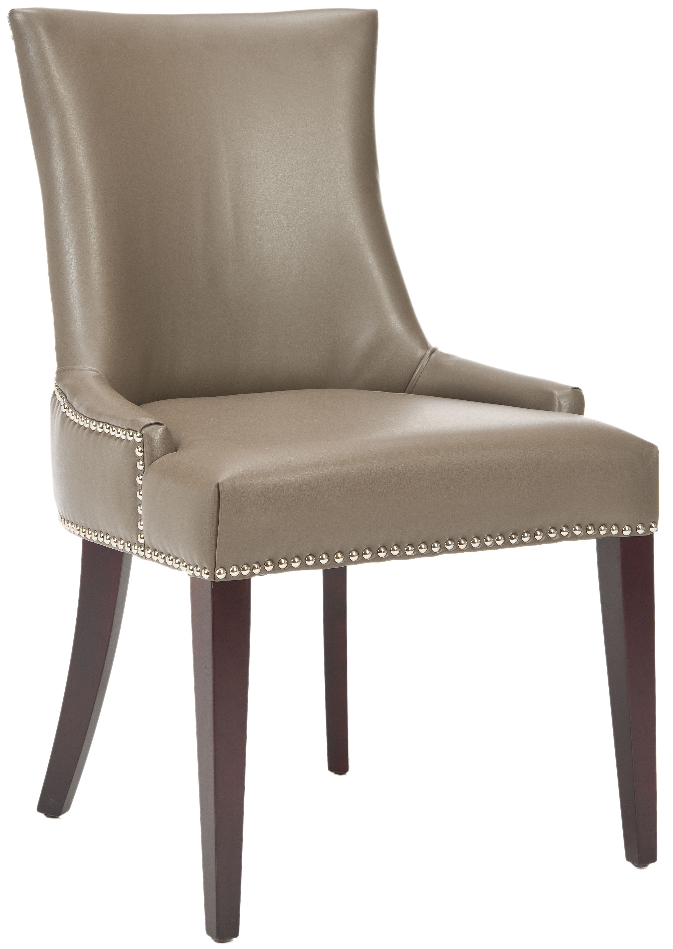 Becca 19''H Leather Dining Chair - Silver Nail Heads - Clay/Cherry Mahogany - Safavieh - Image 1