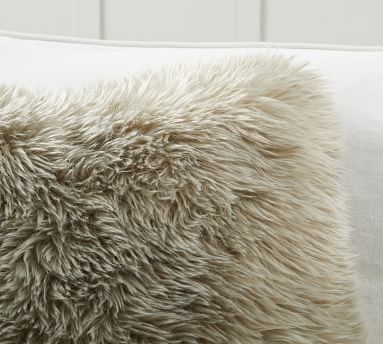 Faux Real Fur Pillow Cover, 20 x 20", Olive - Image 1