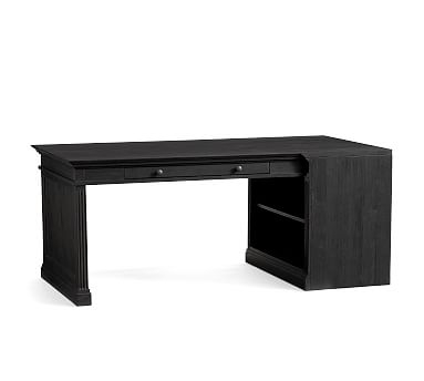 Livingston 72" Peninsula Desk with Drawers, Dusty Charcoal - Image 0
