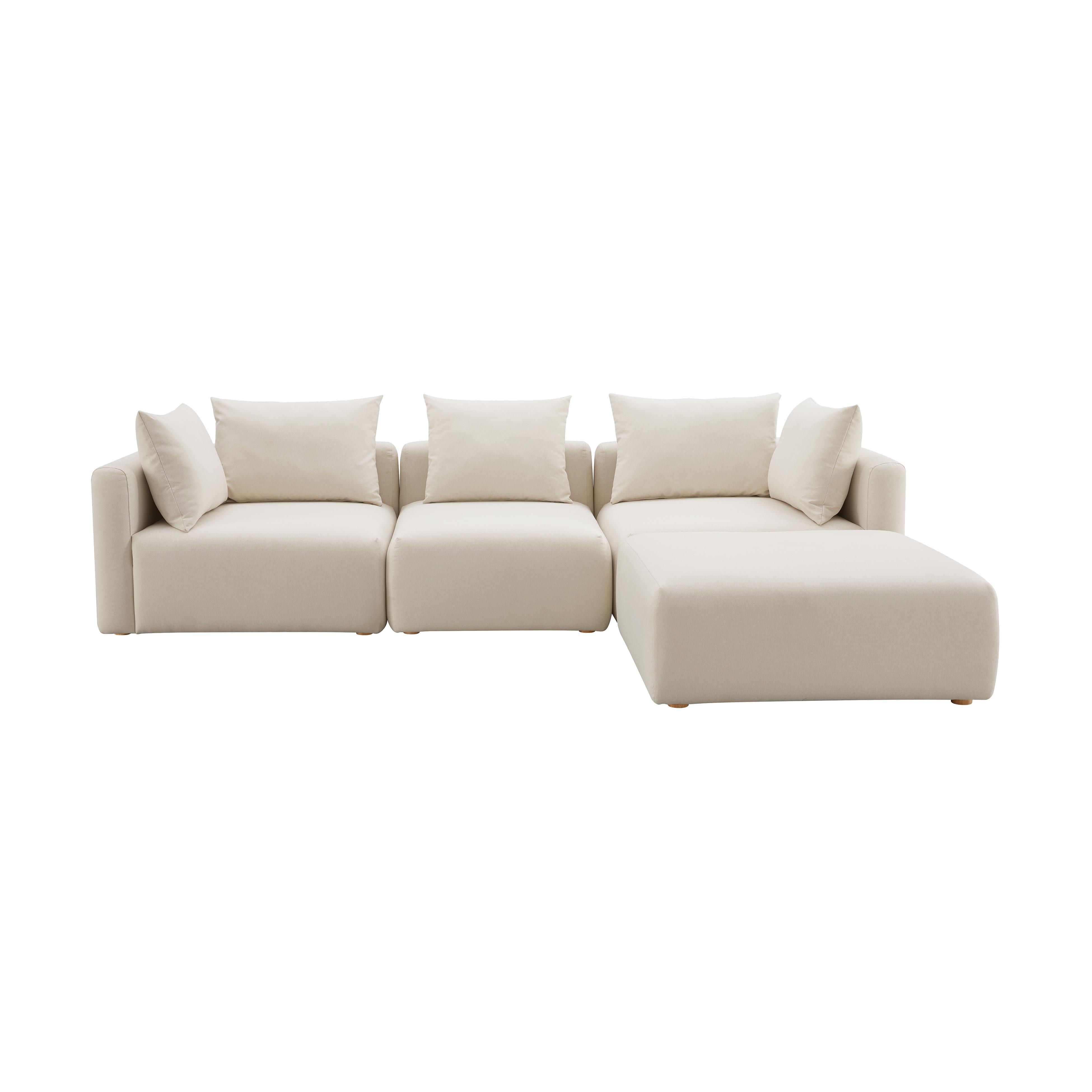 Hangover Cream Performance Linen 4-Piece Modular Sectional - Image 1