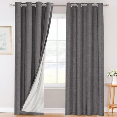 Eccles Linen Solid Blackout Thermal Grommet Curtain Panels - Image 0