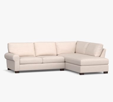 Turner Roll Arm Upholstered Left Arm Loveseat Return Bumper Sectional, Down Blend Wrapped Cushions, Sunbrella(R) Performance Chenille Cloud - Image 2