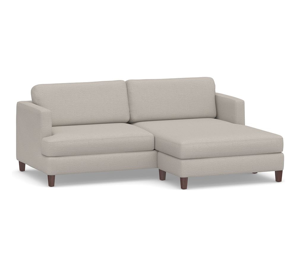SoMa Ember Upholstered Sofa with Reversible Chaise Sectional, Polyester Wrapped Cushions, Chunky Basketweave Stone - Image 0