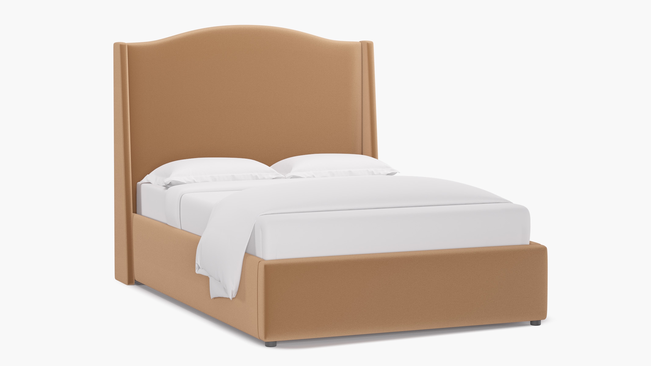 Curved Wingback Bed, Camel Performance Plush Velvet, Full - Image 1