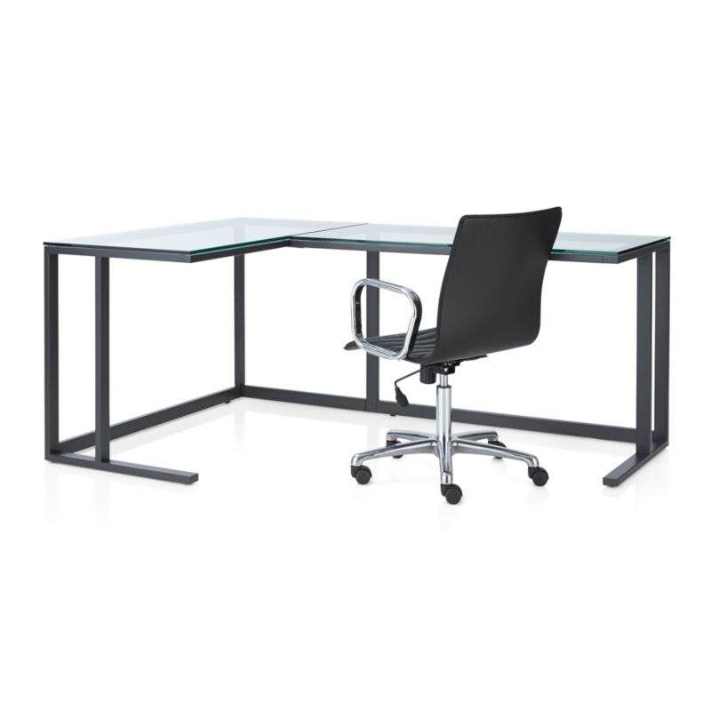 Pilsen Graphite L-Shaped Desk with Glass Top - Image 3
