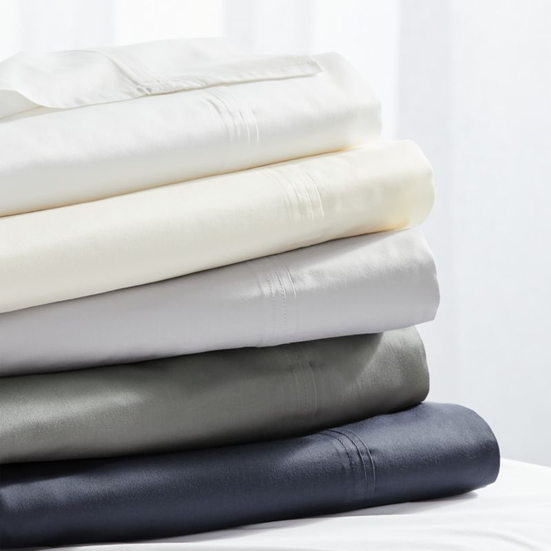 Favorite Organic Cotton Sateen Blue California King Bed Sheet Set - Image 4