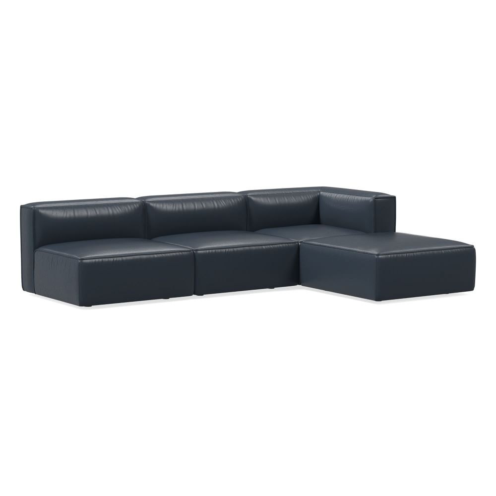 Remi Modular 105" 4-Piece Sectional, Sierra Leather, Navy - Image 0