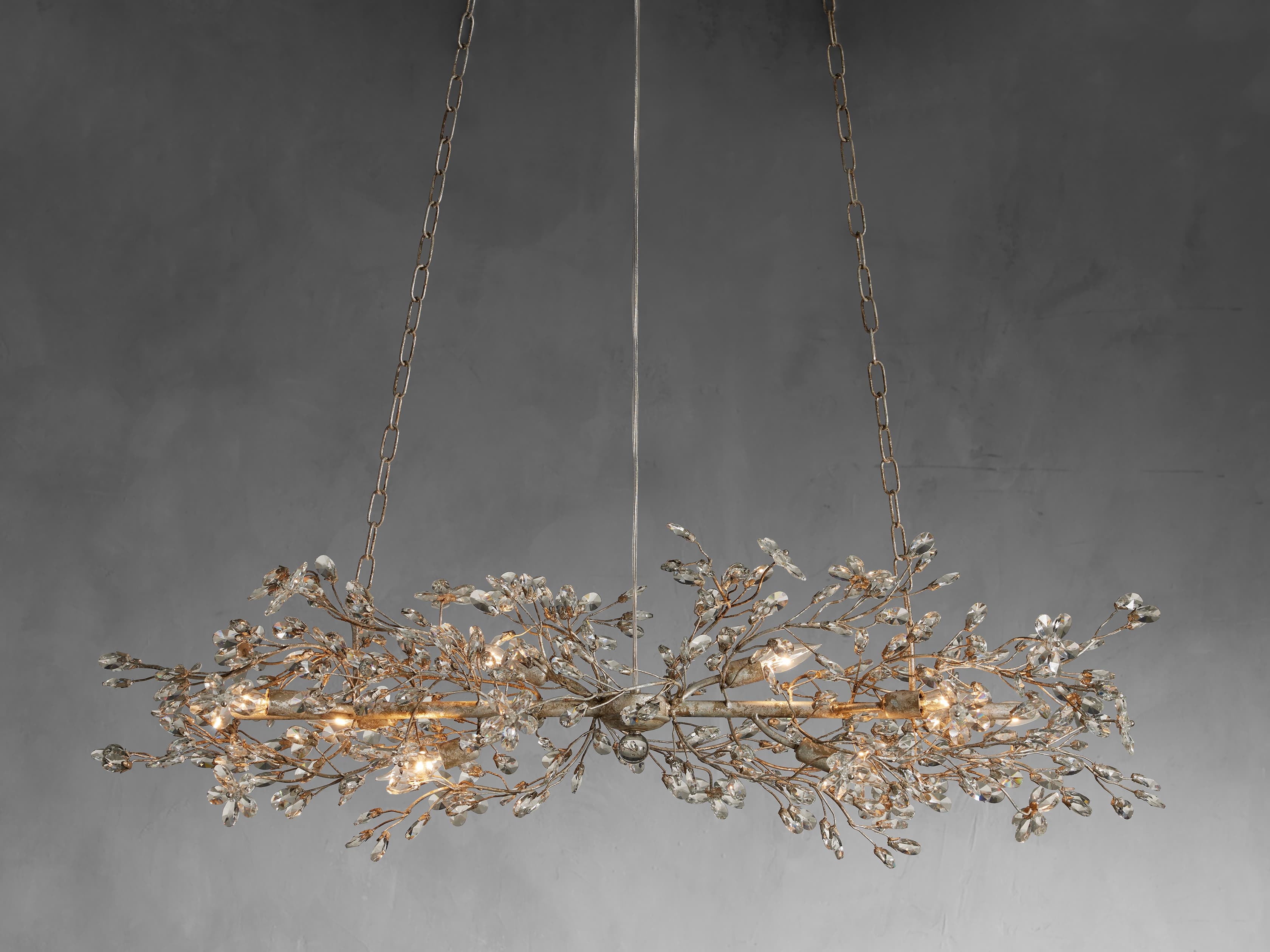 Fiore Linear Chandelier in Crystal 51" Silver   - Image 0