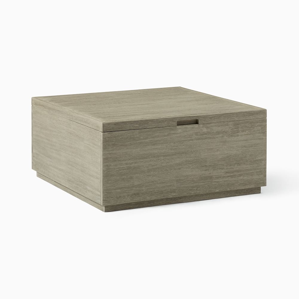 Volume Outdoor 36 in Square Storage Coffee Table, Weathered Gray - Image 0