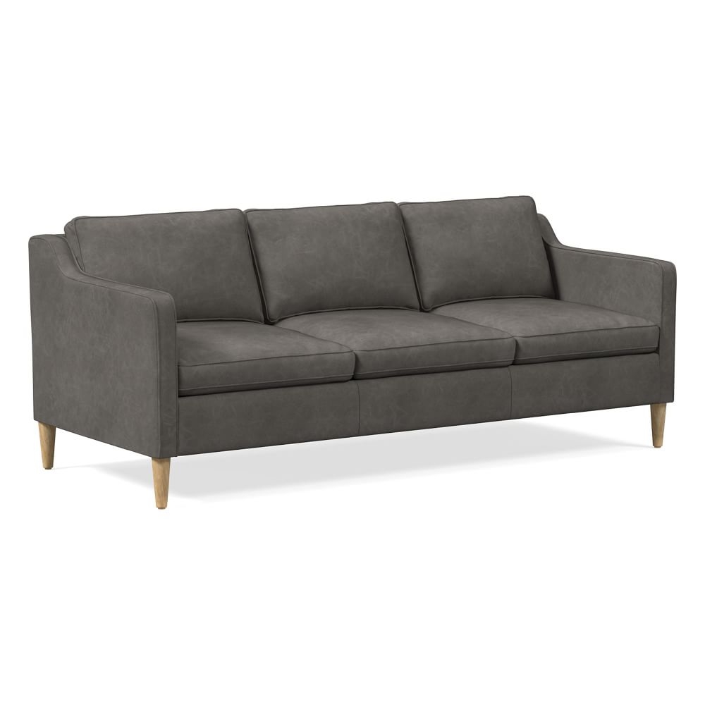 Hamilton 91" Sofa, Ludlow Leather, Gray Smoke, Almond - Image 0