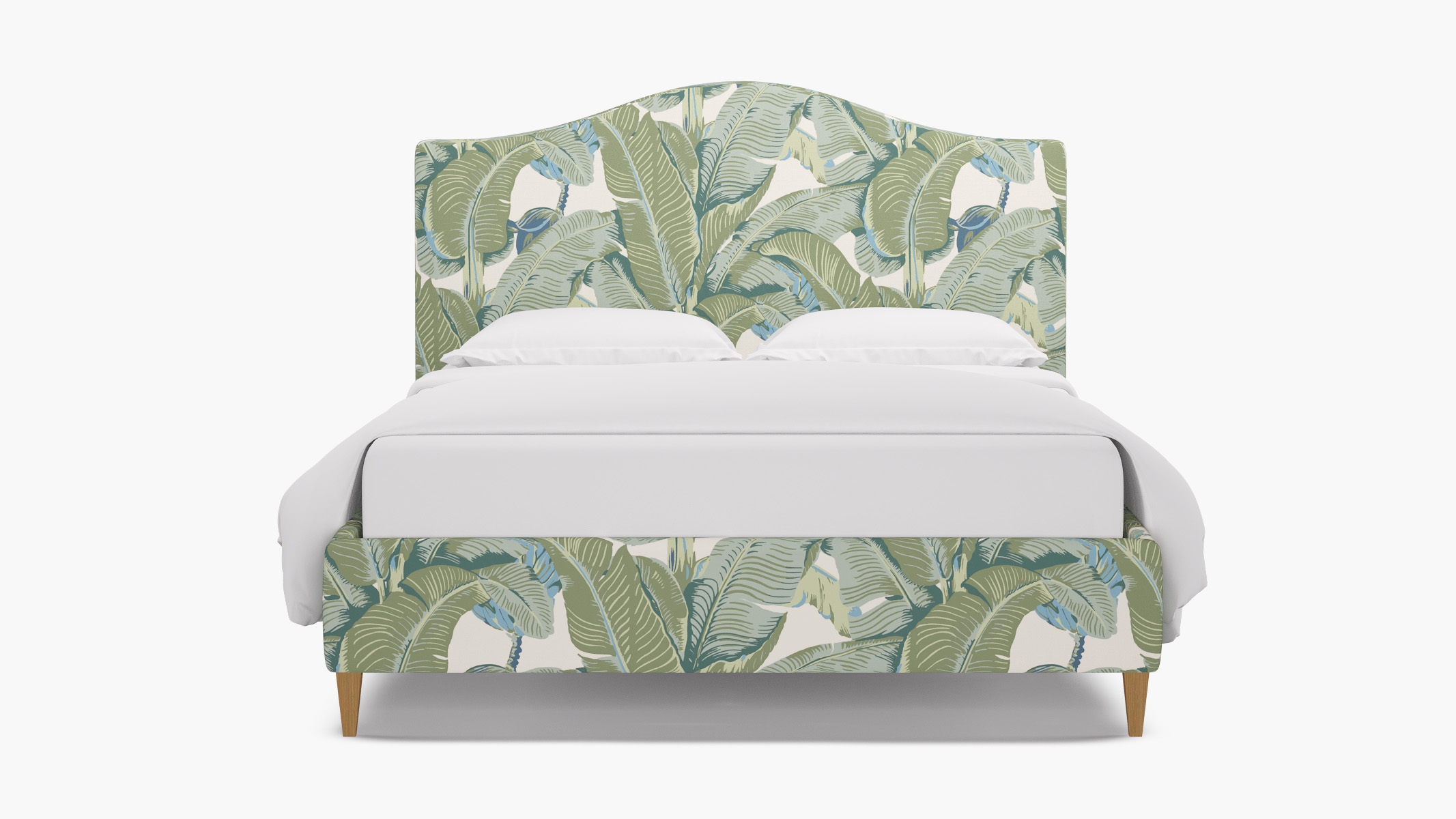 Camelback Bed, Pistachio Martinique®, Natural Square Tapered Leg, Twin - Image 0