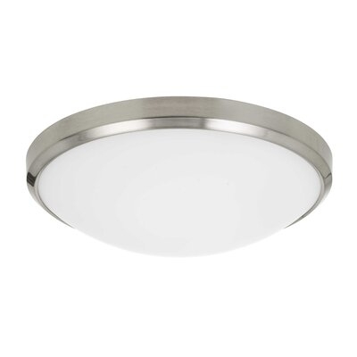 25 Watt Flush Mount With Glass Diffuser, Silver And White - Image 0