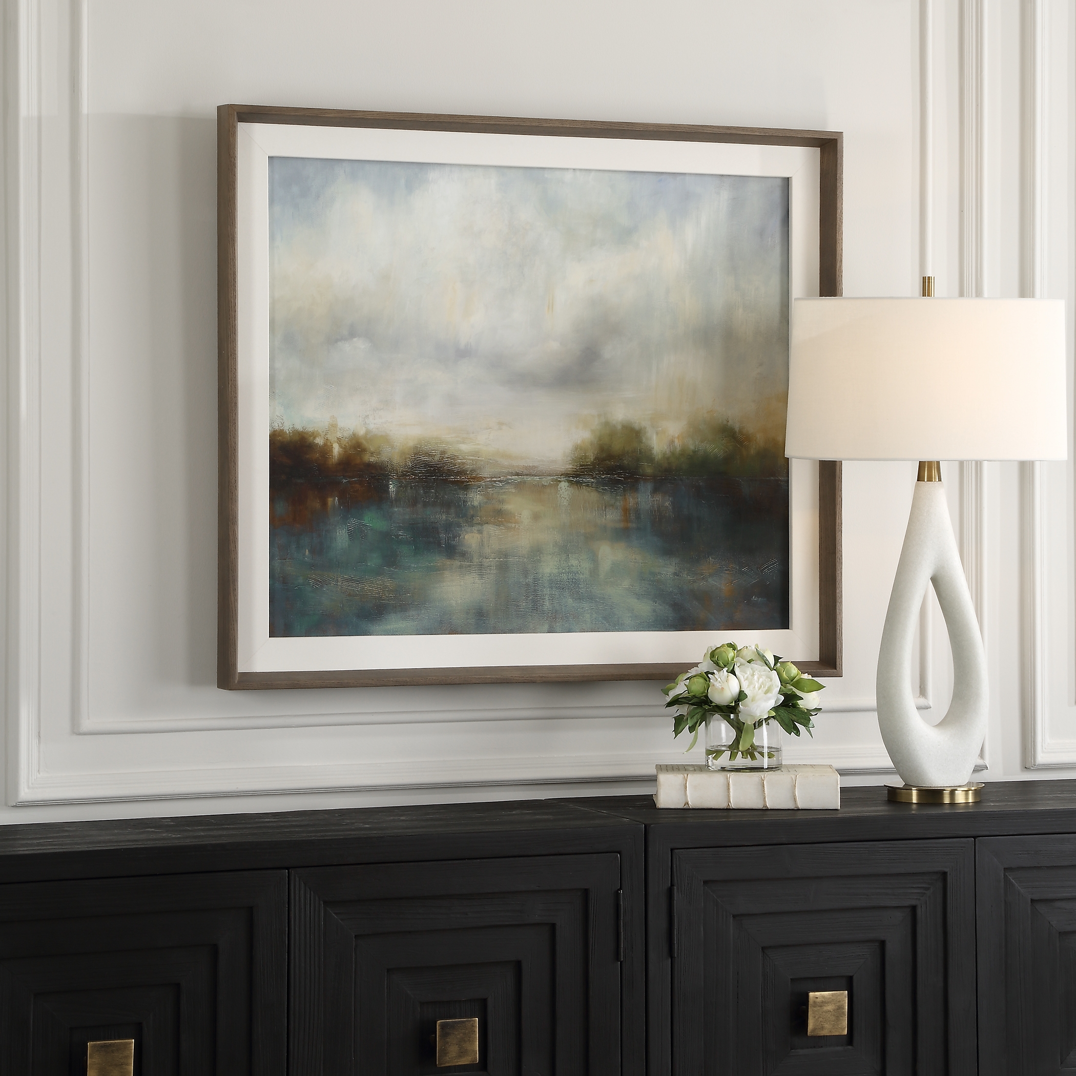 Blue Reverie Framed Abstract Lake Print - Image 3