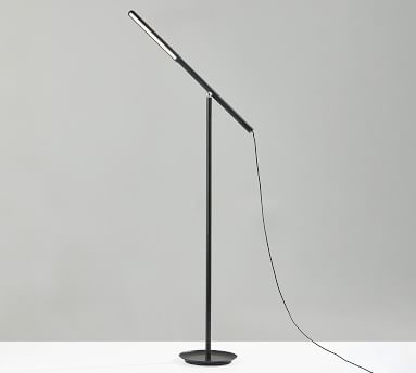 Saxton LED Wood Floor Lamp, Black - Image 1