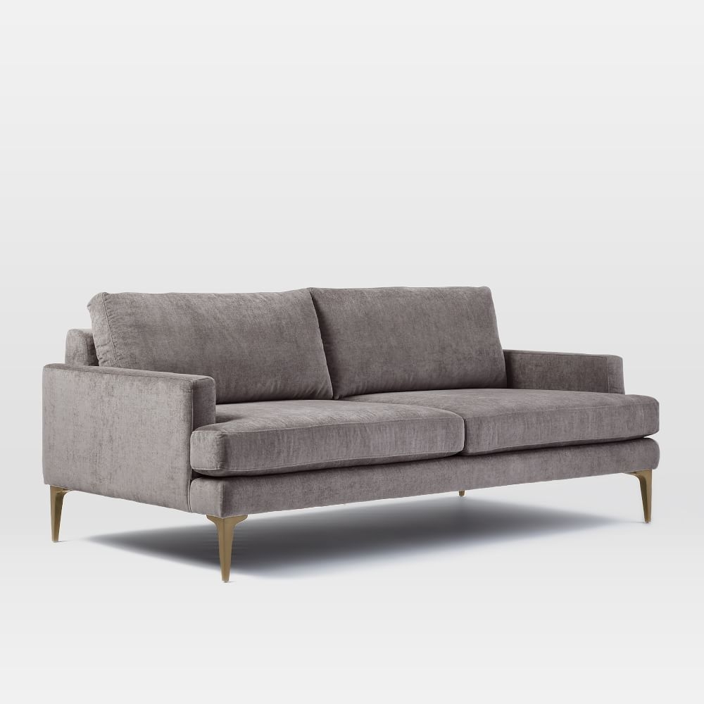Andes 77" Multi-Seat Sofa, Standard Depth, Distressed Velvet, Pewter, BB - Image 0