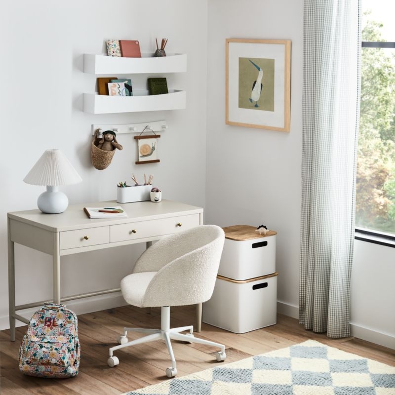 Hampshire Cozy Grey Wood 2-Drawer Kids Desk - Image 2