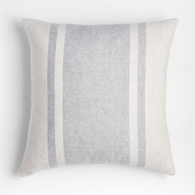 Jackie 23"x23" Grey Linen Throw Pillow with Down-Alternative Insert by Leanne Ford - Image 0