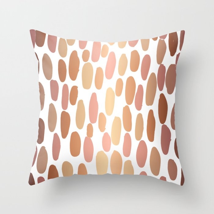 Dabs Metallic Dot Abstract Minimal Painting Shiny Copper Gold Art And Decor Throw Pillow by Charlottewinter - Cover (18" x 18") With Pillow Insert - Outdoor Pillow - Image 0
