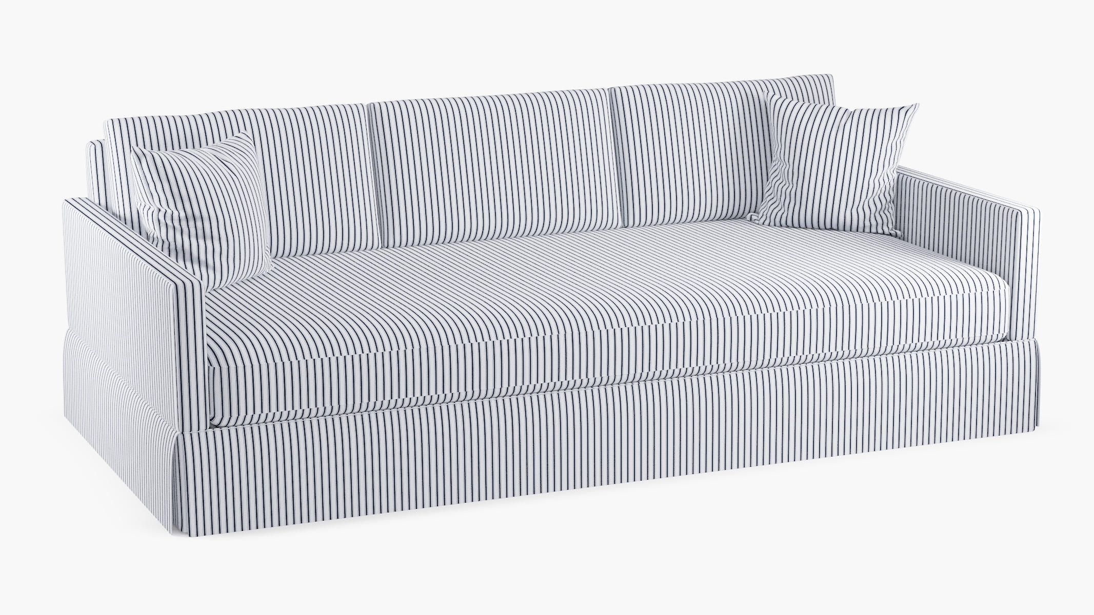 Skirted Track Arm Sofa, Navy Classic Ticking Stripe, Extra Deep (43") - Image 1