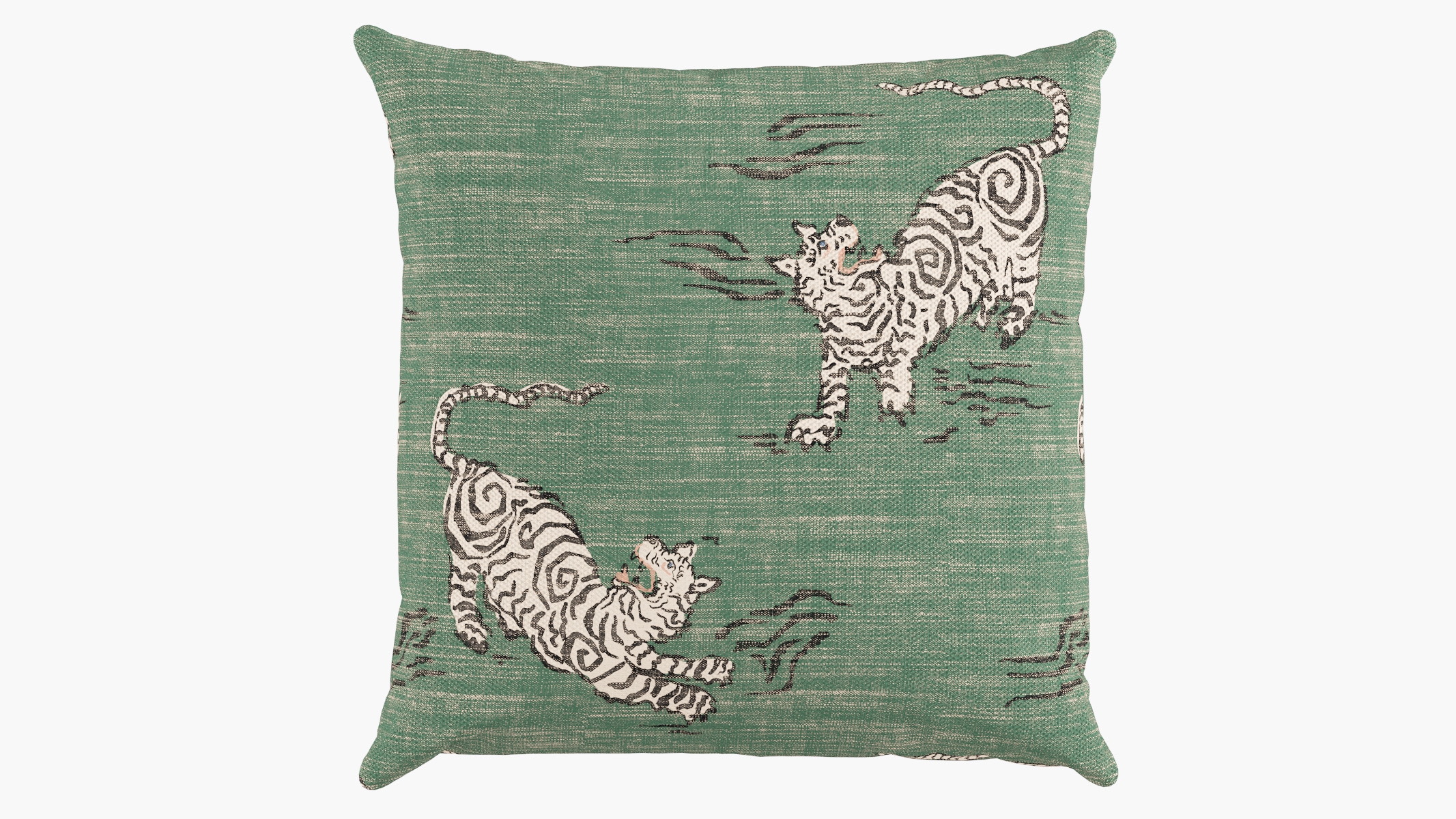 Outdoor 16" Throw Pillow, Emerald Tigresse, 16" x 16" - Image 0