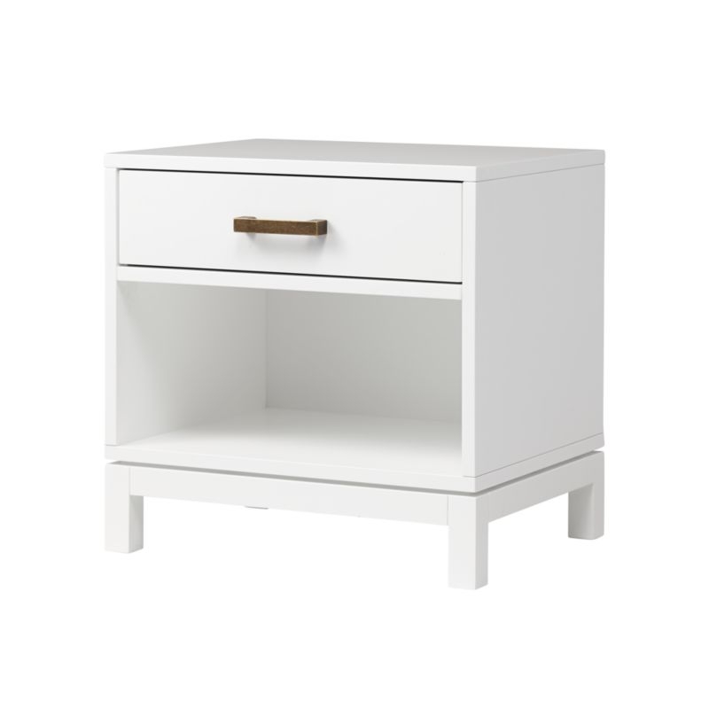Parke White Wood Kids Nightstand with Drawer - Image 3