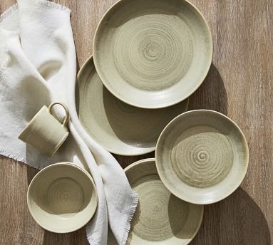 Larkin Reactive Glaze Stoneware Dinner Plates, Set of 4 - Lichen Green - Image 1
