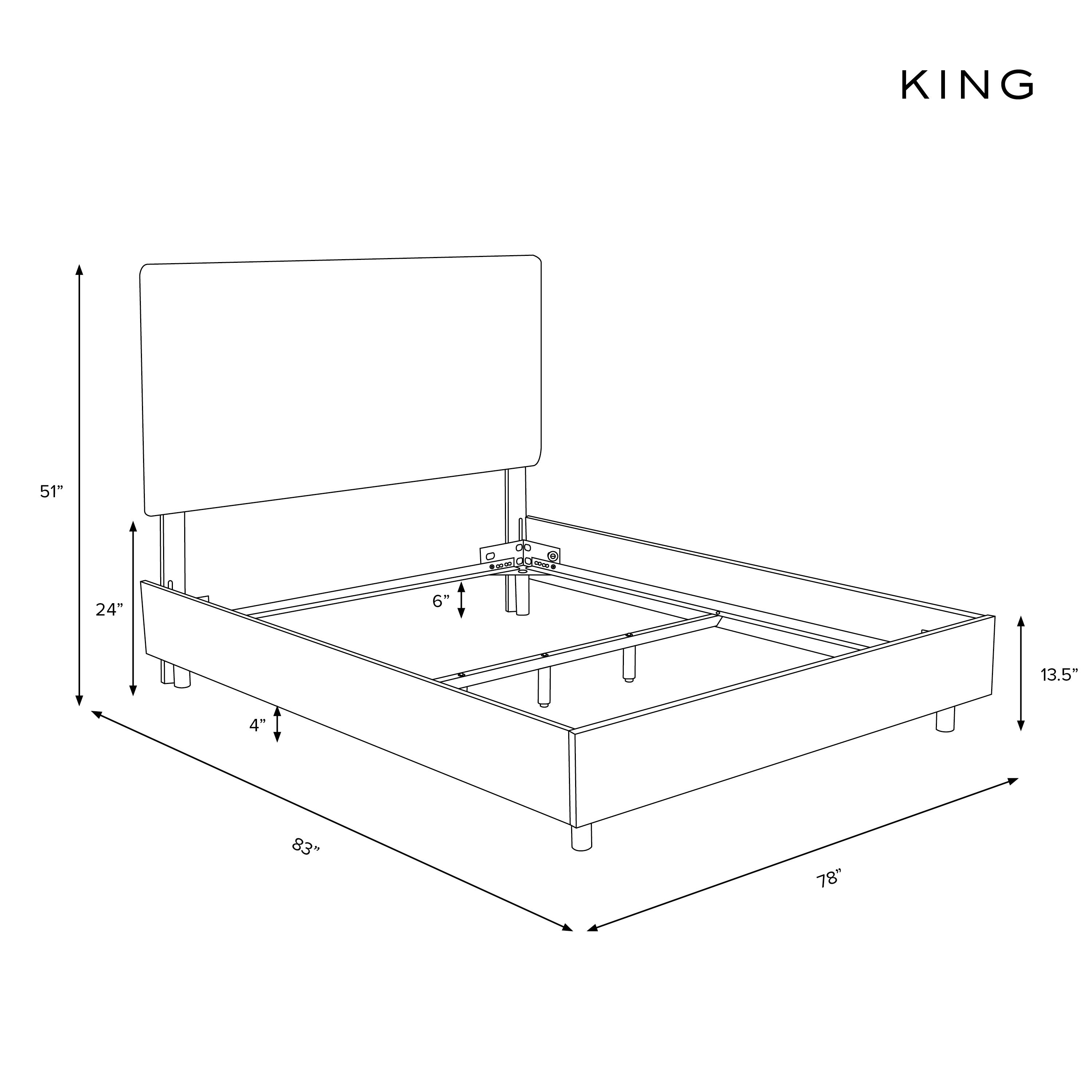 King Kimball Bed, Brass Nailheads - Image 5