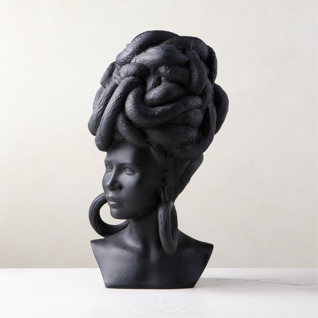 Weaver Bird Black Fiber Clay Bust - Image 0