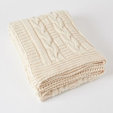 Made*Here New York 100% Cotton Braided Cable Knit Throw - Image 2