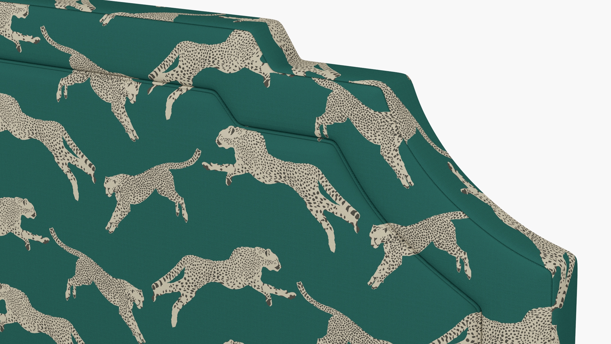Art Deco Headboard, Polo Green Cheetah, Queen - Image 2