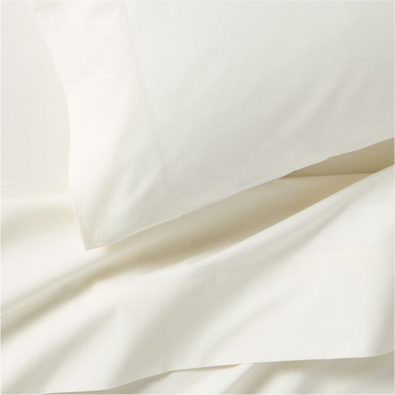 Everyday Snuggle Brushed Cotton Percale Pampas Ivory Kids Twin Sheet Set - Image 1