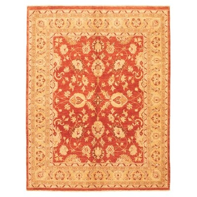 One-of-a-Kind Achna Hand-Knotted 2010s Chobi Red/Tan 6'6" x 8'4" Wool Area Rug - Image 0