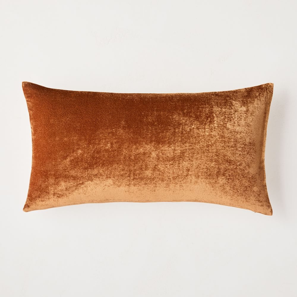 Lush Velvet Pillow Cover, 14"x26", Copper, Set of 2 - Image 0