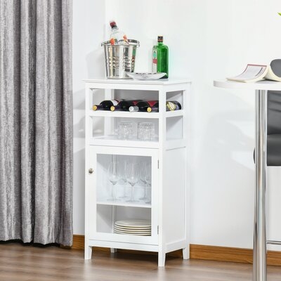Wine Storage Cabinet With 4 Bottle Wine Rack, Open Shelf, Acrylic Door Cabinet With Adjustable Shelf, Espresso - Image 0