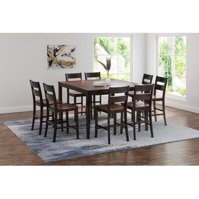 Iluta 9PC Wood Counter Height Dining Set, Light Brown - Image 0