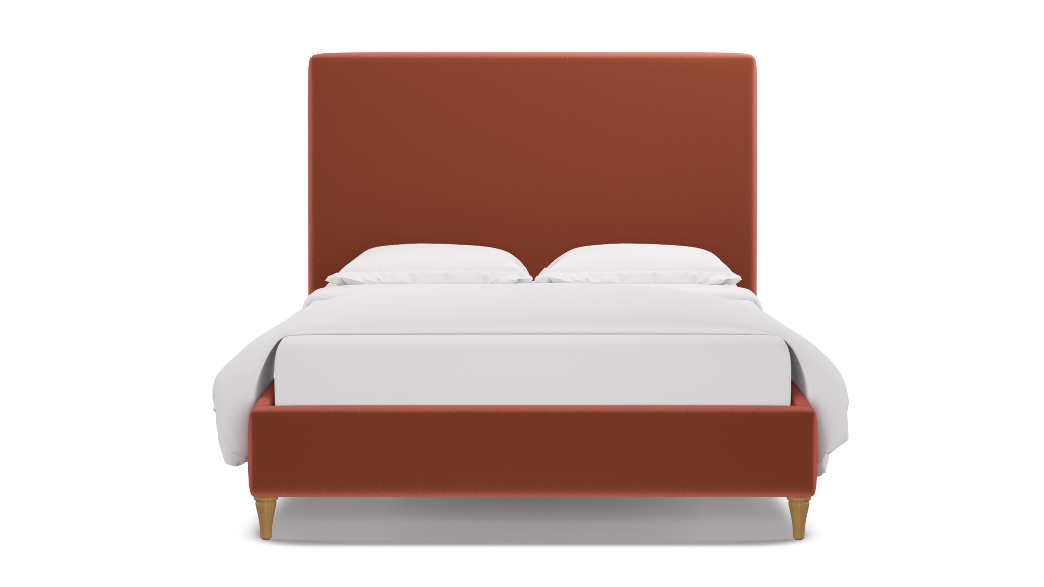 Classic Bed, Terracotta Performance Velvet, Natural Decorative Tapered Leg, Queen - Image 0